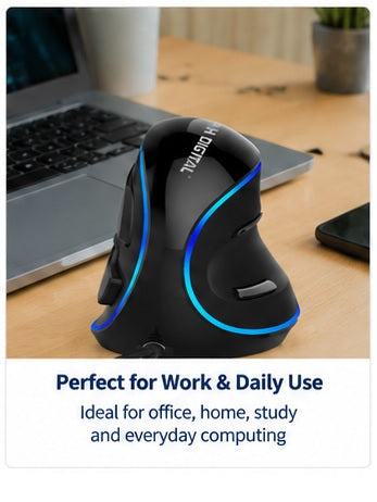 Ergonomic Vertical USB Mouse with Adjustable DPI - Wired, Removable Palm Rest & Programmable Buttons | J-Tech Digital V628