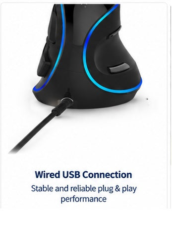 Ergonomic Vertical USB Mouse with Adjustable DPI - Wired, Removable Palm Rest & Programmable Buttons | J-Tech Digital V628