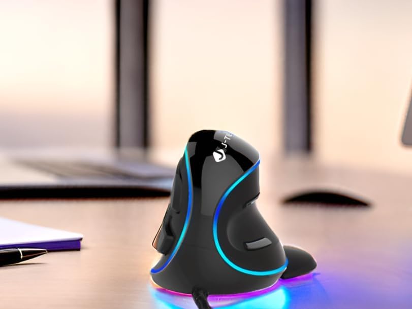 Ergonomic Vertical USB Mouse with Adjustable DPI - Wired, Removable Palm Rest & Programmable Buttons | J-Tech Digital V628