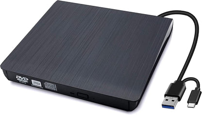 External CD/DVD Drive – USB 3.0 & USB-C Portable Reader for Laptop & PC