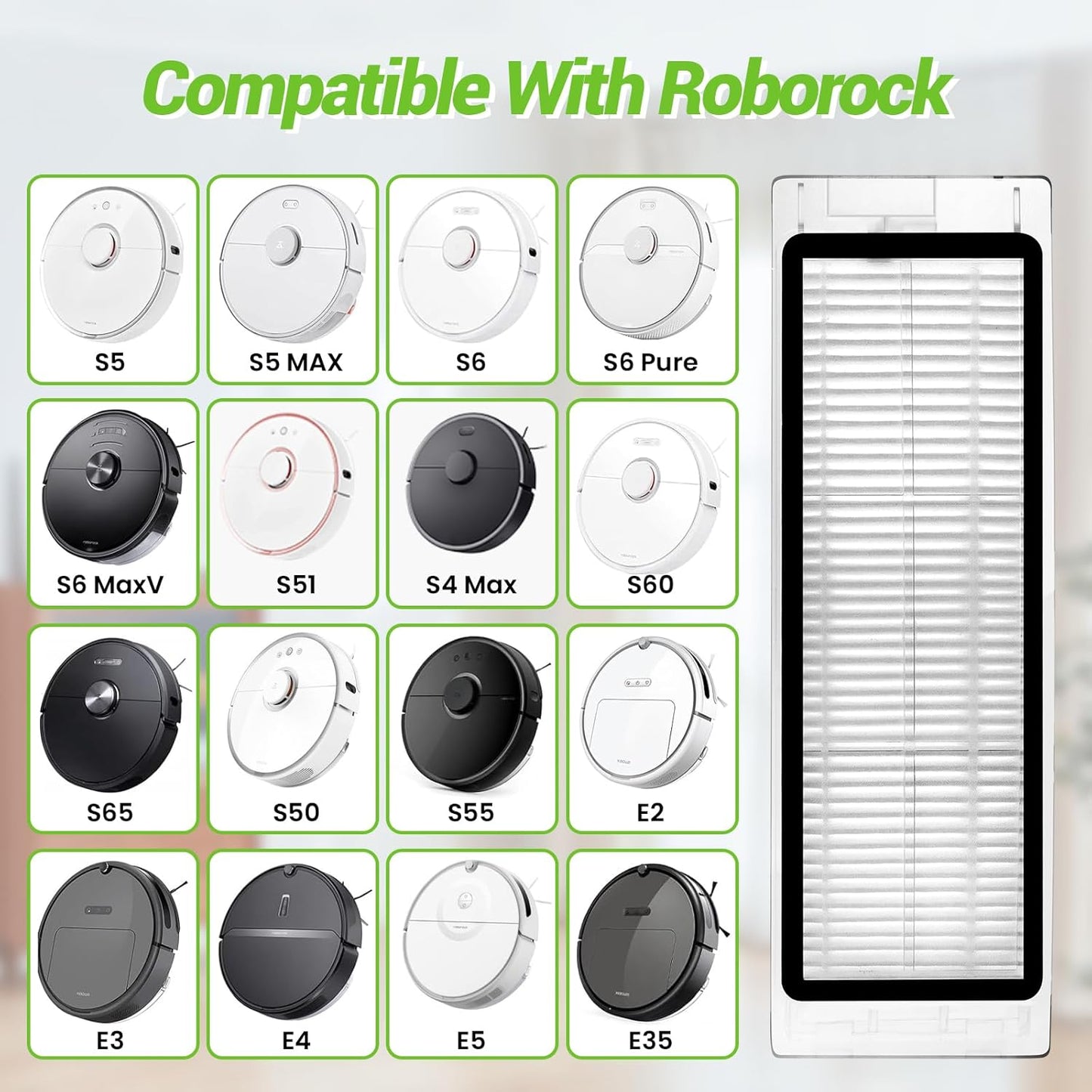 2 Pcs Washable HEPA Filter for Xiaomi Roborock S6, S6 – Side view – Available in Pakistan