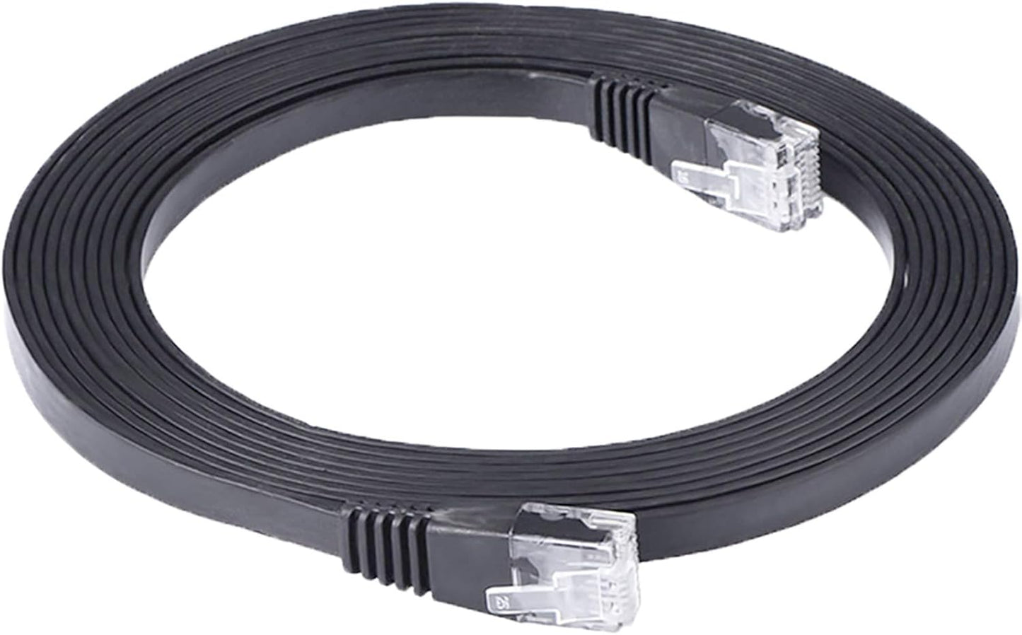 Flat Cat5 Ethernet Cable 2M – Low Profile RJ45 Gigabit LAN Patch Cable 1000Mbps Pure Copper Network Cable (Black)