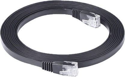 Flat Cat5 Ethernet Cable 2M – Low Profile RJ45 Gigabit LAN Patch Cable 1000Mbps Pure Copper Network Cable (Black)
