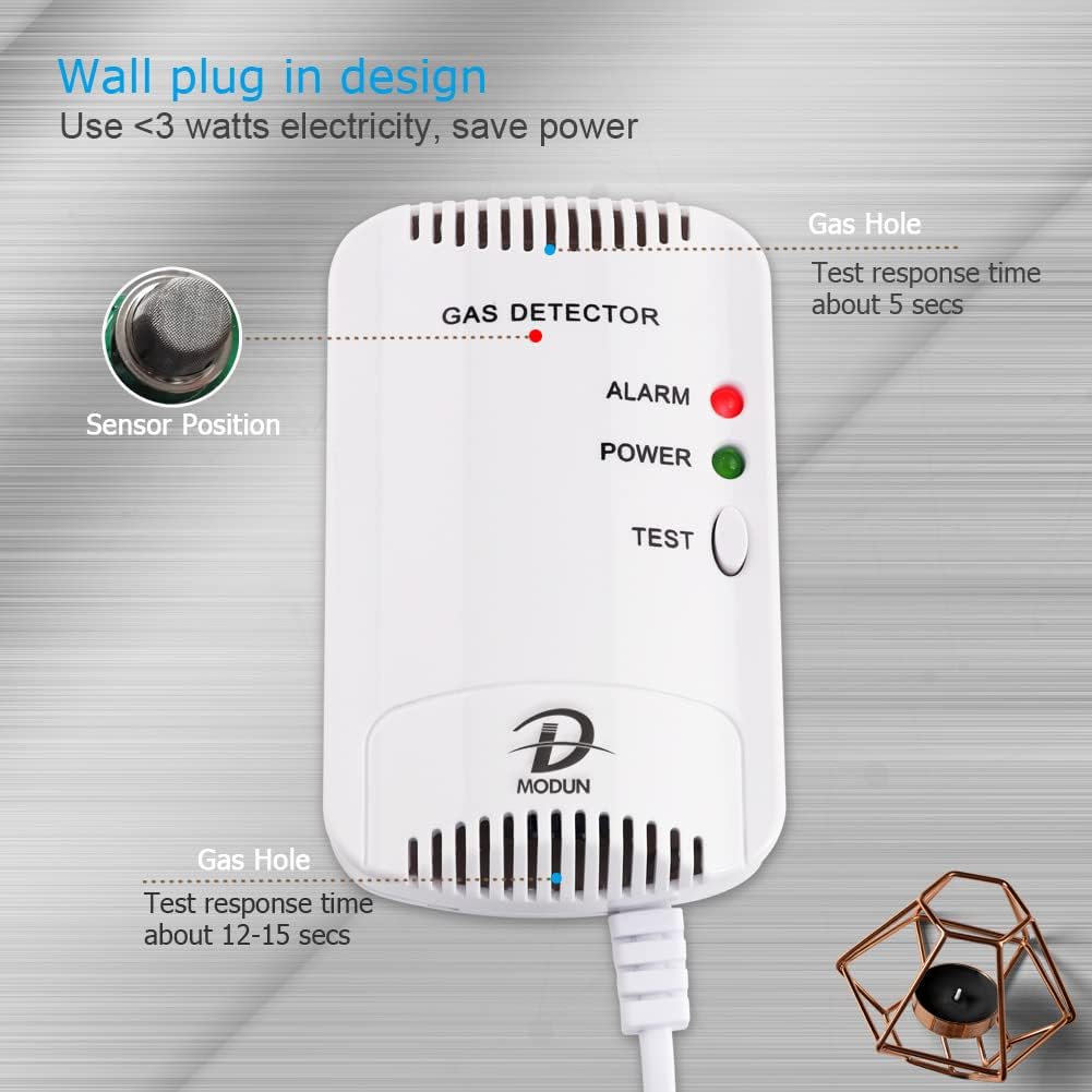 🔥 Gas Alarm Detector – Natural Gas & LPG Leak Sensor 🚨 100dB Siren + Strobe Light | Safety for Home & Commercial Use