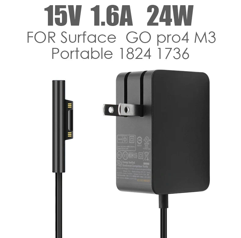 Original Microsoft Surface Pro 4 Charger 15V 1.6A 24W Model 1735 | 6-Pin Magnetic Adapter for Surface Pro 4 M3 Tablet