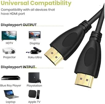 55cm HDMI Cable 55cm for Hisense 4K Ultra HD Smart LED TV (43"–100") – Short High-Speed HDMI to HDMI Cable 1080p/4K Support for Laptop, Gaming Console & Projector