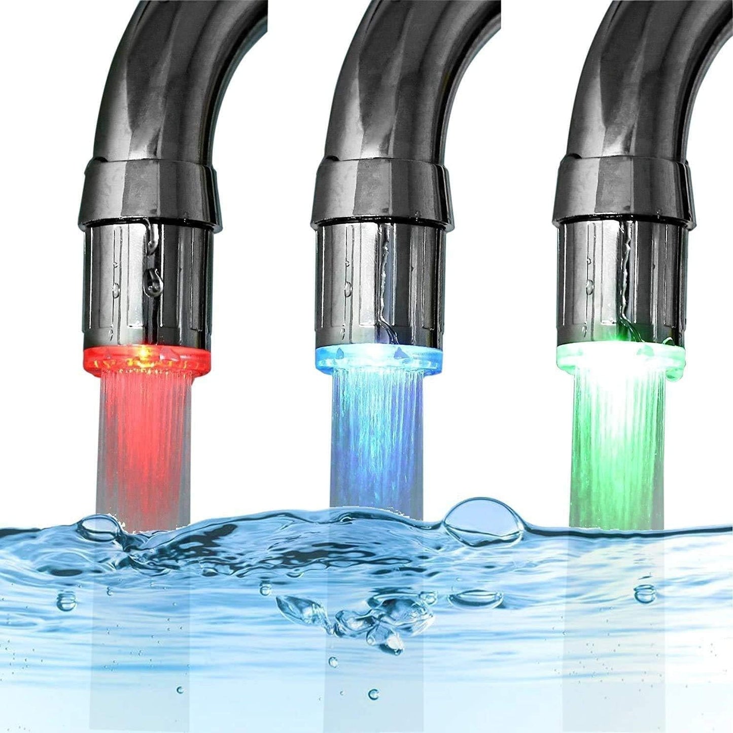 LED Faucet Light Tap Nozzle RGB Temperature Sensor Water Glow Aerator – Color Changing Water Saver for Kitchen & Bathroom