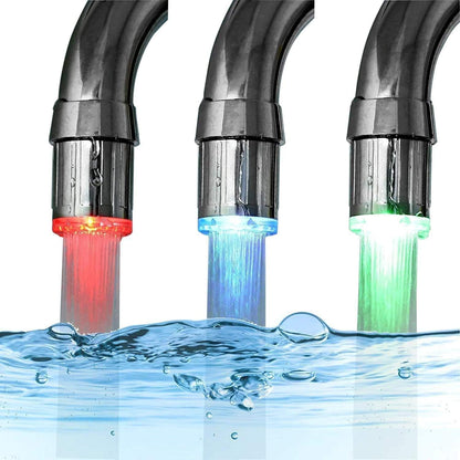 LED Faucet Light Tap Nozzle RGB Temperature Sensor Water Glow Aerator – Color Changing Water Saver for Kitchen & Bathroom
