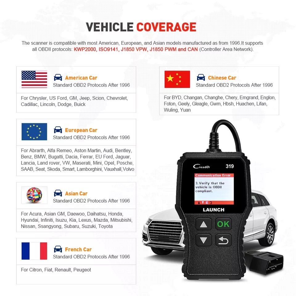 🚗 Launch X431 CReader 319 (CR319) – Professional OBD2 Diagnostic Scanner  Quick | Accurate | Easy to Use