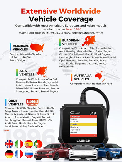 🚗 Launch X431 CReader 319 (CR319) – Professional OBD2 Diagnostic Scanner  Quick | Accurate | Easy to Use