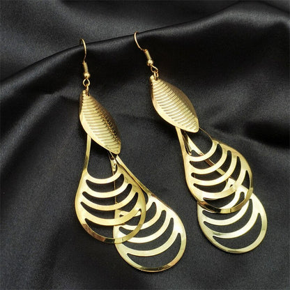Luxury Hollow Leaf Drop Earrings for Women – Gold & Silver Color Long Dangle Earrings | Fashion Party Jewelry