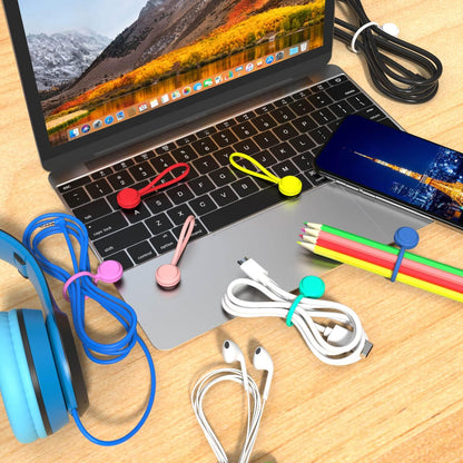 Magnetic Cable Ties 3 PCS Reusable Silicone Cable Organizer – Magnetic Cord Holder for Earphones, USB Cables, Wire Management, Fridge Magnet Clips for Home, Office &amp; School