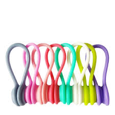Magnetic Cable Ties 3 PCS Reusable Silicone Cable Organizer – Magnetic Cord Holder for Earphones, USB Cables, Wire Management, Fridge Magnet Clips for Home, Office &amp; School