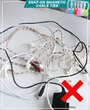 Magnetic Cable Ties 3 PCS Reusable Silicone Cable Organizer – Magnetic Cord Holder for Earphones, USB Cables, Wire Management, Fridge Magnet Clips for Home, Office &amp; School