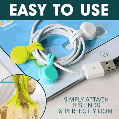 Magnetic Cable Ties 3 PCS Reusable Silicone Cable Organizer – Magnetic Cord Holder for Earphones, USB Cables, Wire Management, Fridge Magnet Clips for Home, Office &amp; School