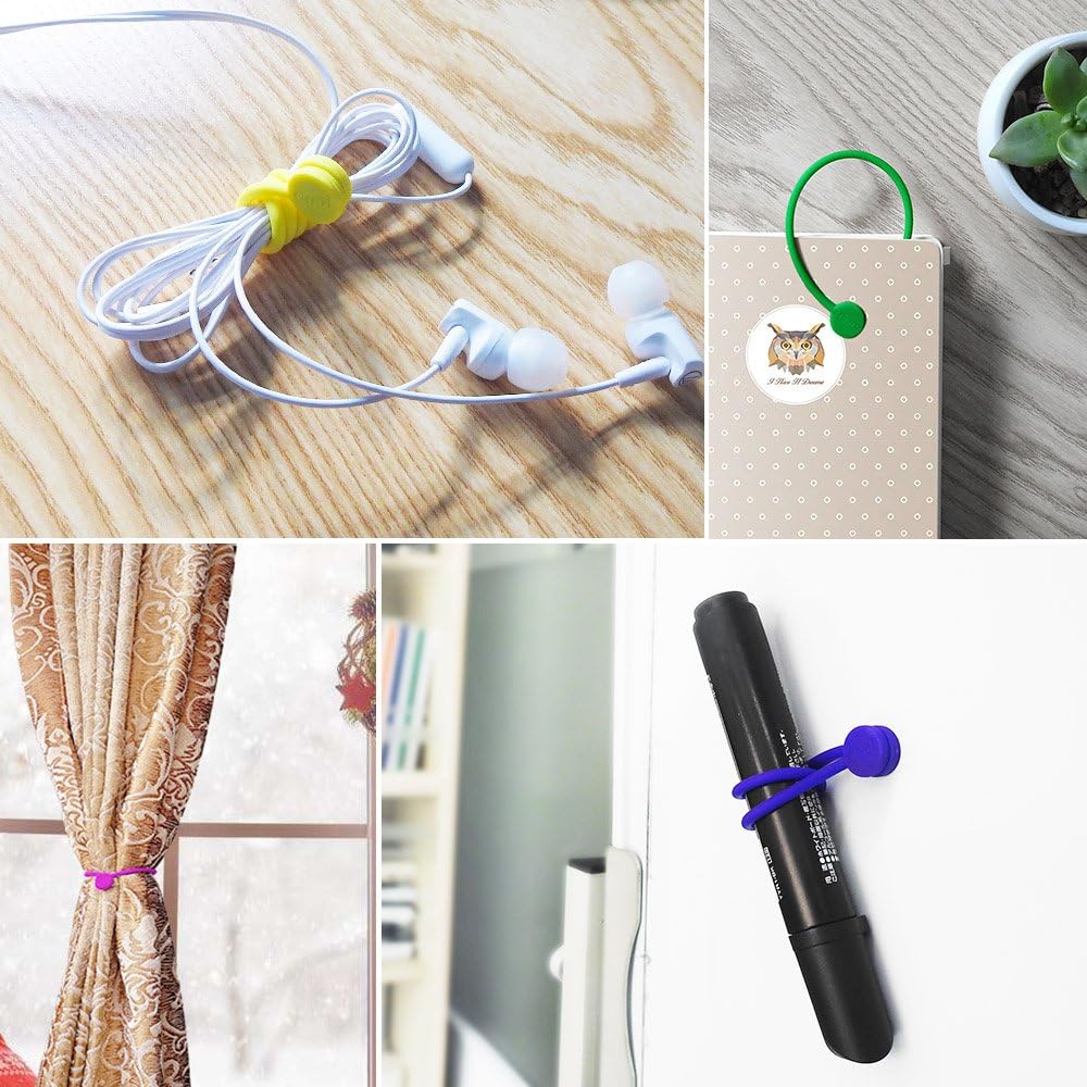 Magnetic Cable Ties 3 PCS Reusable Silicone Cable Organizer – Magnetic Cord Holder for Earphones, USB Cables, Wire Management, Fridge Magnet Clips for Home, Office &amp; School