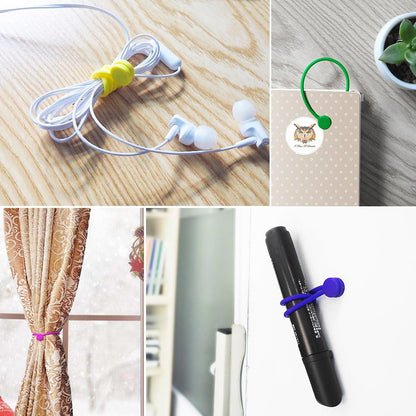Magnetic Cable Ties 3 PCS Reusable Silicone Cable Organizer – Magnetic Cord Holder for Earphones, USB Cables, Wire Management, Fridge Magnet Clips for Home, Office &amp; School