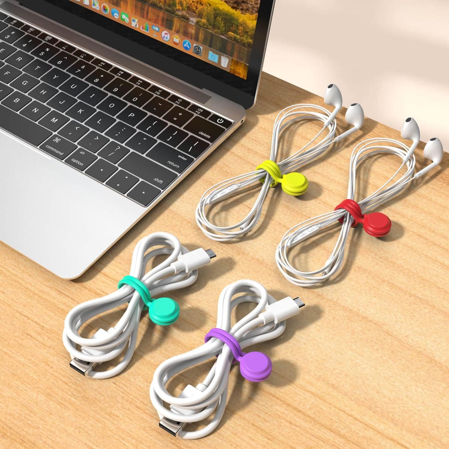 Magnetic Cable Ties 3 PCS Reusable Silicone Cable Organizer – Magnetic Cord Holder for Earphones, USB Cables, Wire Management, Fridge Magnet Clips for Home, Office &amp; School