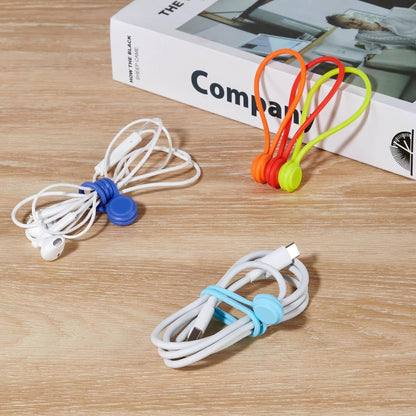 Magnetic Cable Ties 3 PCS Reusable Silicone Cable Organizer – Magnetic Cord Holder for Earphones, USB Cables, Wire Management, Fridge Magnet Clips for Home, Office &amp; School