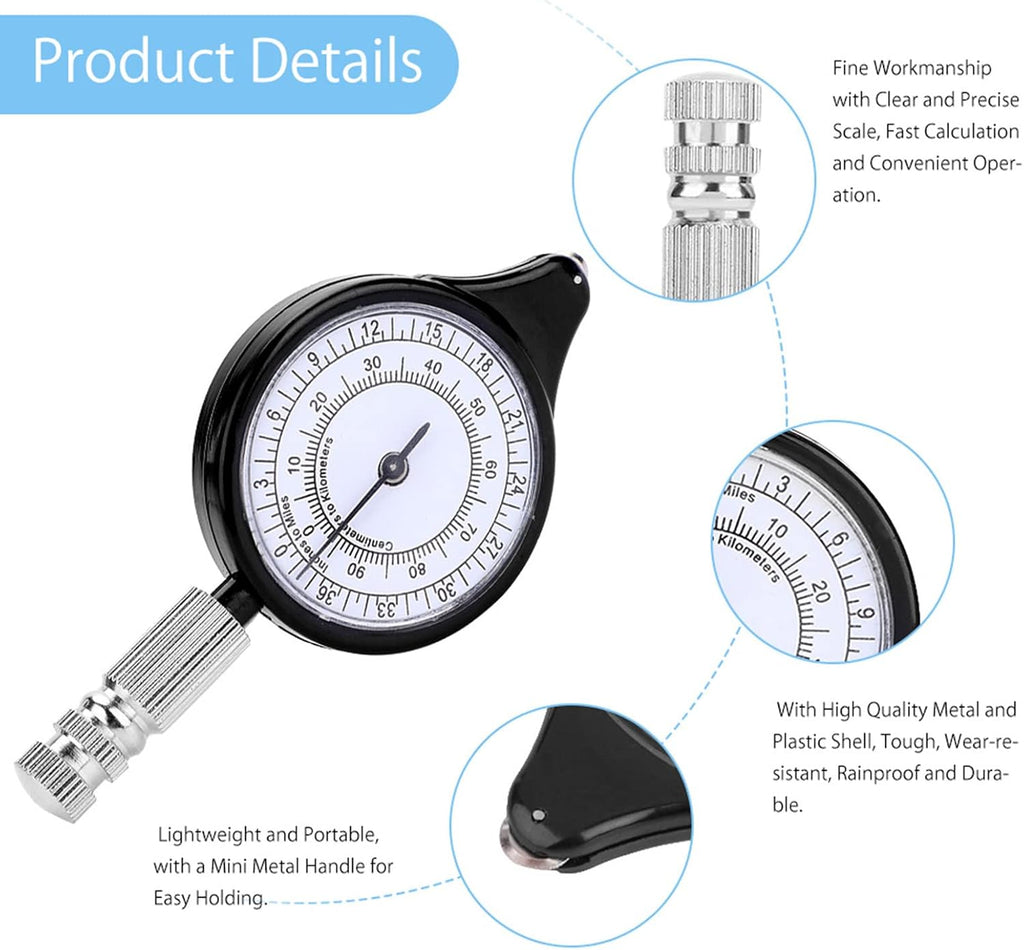 Mini Map Distance Measuring Tool – Metal Wheel Scale Odometer for Outdoor Travel & Navigation