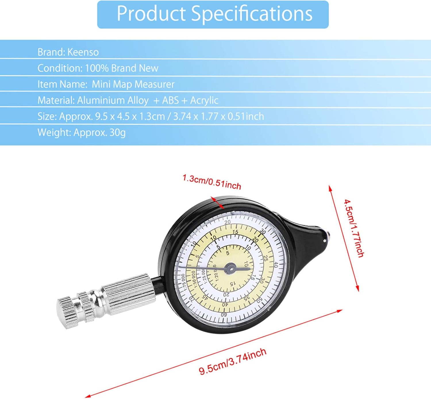Mini Map Distance Measuring Tool – Metal Wheel Scale Odometer for Outdoor Travel & Navigation