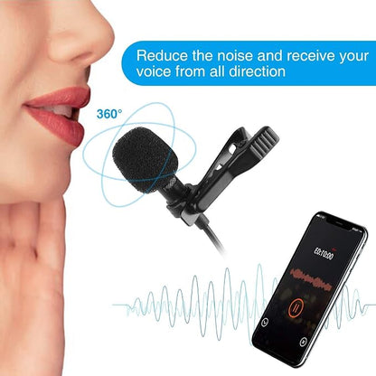 Professional Clip-On Lavalier Microphone 3.5mm Jack - YouTube, TikTok, Vlogging, Interviews