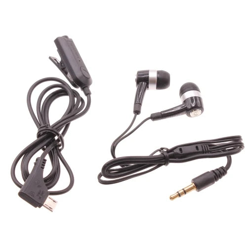 Pair of earbud headphones with a cable on a white background