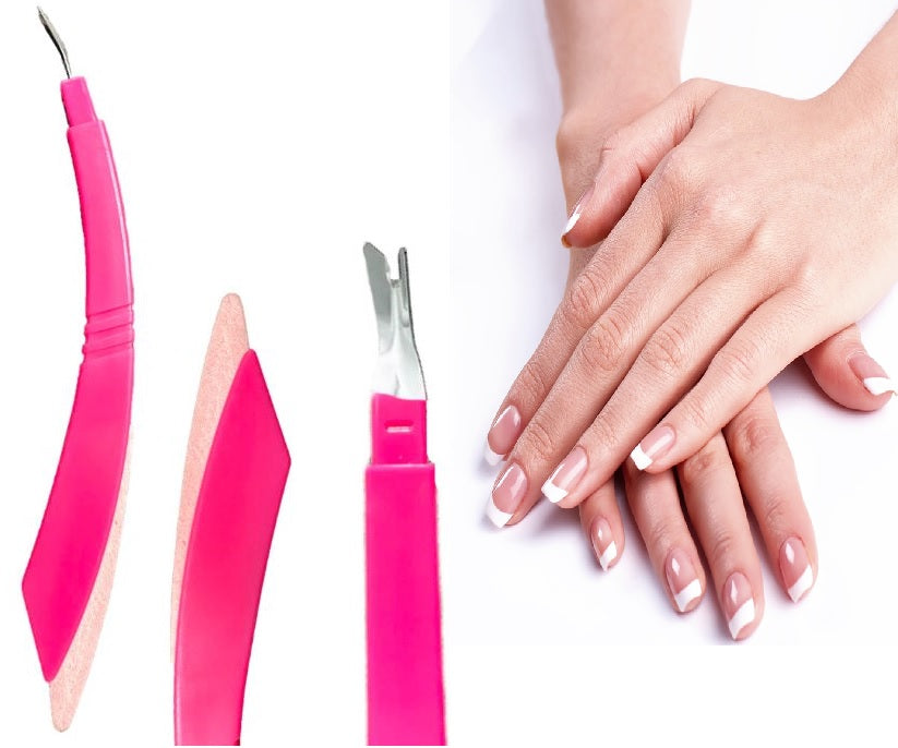 3-in-1 LA Cross Cuticle & Nail Groomer – Cuticle Remover + Nail Stone + Nail Shaper | Professional Dead Skin Cleaner | Pink Manicure Tool for Home & Salon Use