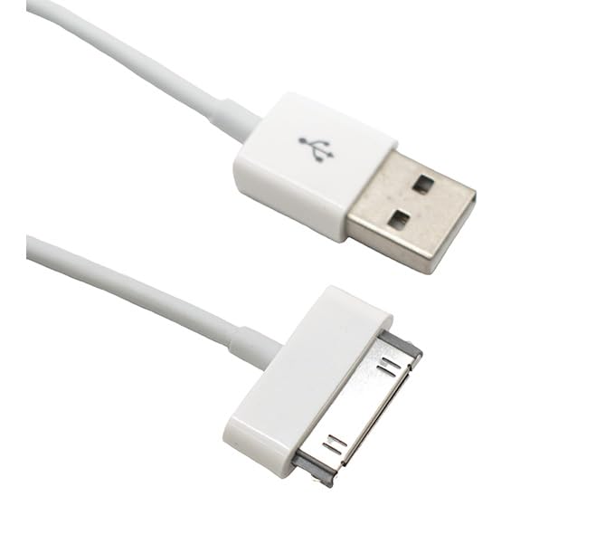 Original USB Charging Data Cable 30-Pin for iPhone, iPad & iPod – Fast Data Sync & Charging Lead 1M White