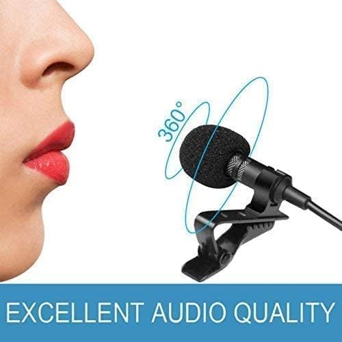 Professional Full Metal Collar Lavalier Microphone 1.5M Cable 3.5mm Gold-Plated - YouTube, Interviews, Teaching