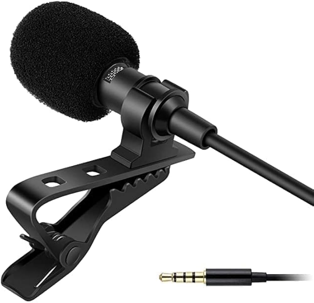 Professional Full Metal Collar Lavalier Microphone 1.5M Cable 3.5mm Gold-Plated - YouTube, Interviews, Teaching