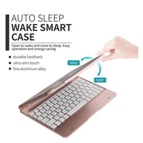 Elegant Rose Gold RGB Bluetooth Keyboard Case for i-Pad Air 2/i-Pad Pro 9.7/9.7-inch i-Pad - New