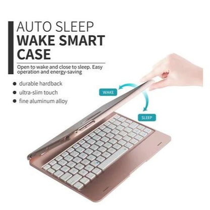 Elegant Rose Gold RGB Bluetooth Keyboard Case for i-Pad Air 2/i-Pad Pro 9.7/9.7-inch i-Pad - New