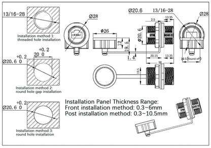 Panel Mount Shielded RJ45 Waterproof Connector Cat5/5e/6 8P8C Ethernet LAN Double Head Adapter with Dust Cap – High Quality Network Cable Joiner for Projects, DIY, PoE, NVR, CCTV