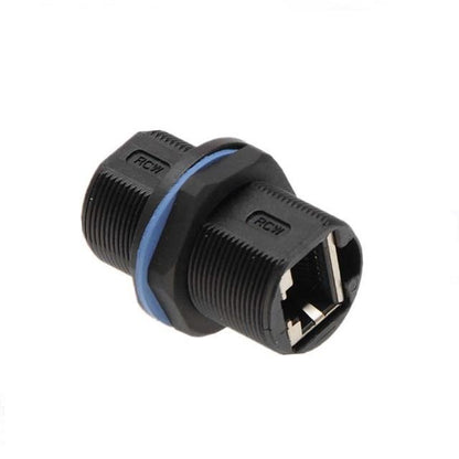 Panel Mount Shielded RJ45 Waterproof Connector Cat5/5e/6 8P8C Ethernet LAN Double Head Adapter with Dust Cap – High Quality Network Cable Joiner for Projects, DIY, PoE, NVR, CCTV