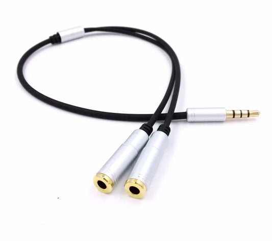 1 Male To 2 Female For PC 3.5mm Mic Headphone Splitter Audio Cable Jack Mic Audio Y Splitter Aux Extension Adapter Cable Cord