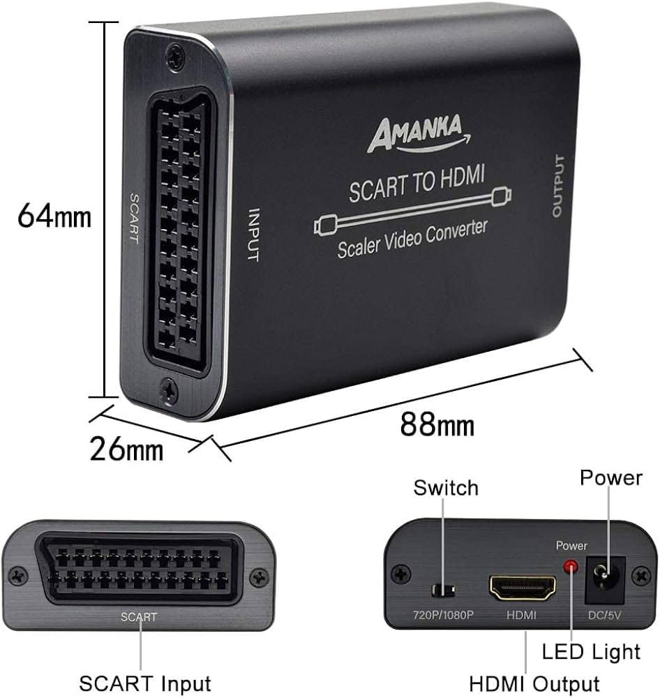 Premium Metal Body SCART to HDMI Scaler Converter 720P/1080P