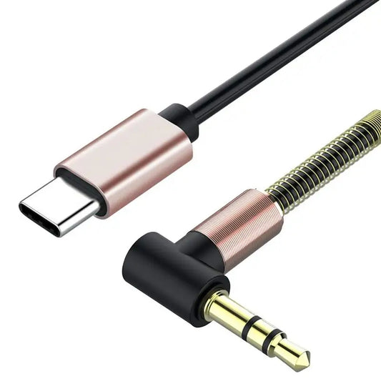 Type C Audio Adapter Retractable USB C To 3.5mm Audio Headphone Adapter Flexible Audio Cord For Headphone Car Stereo Speaker And