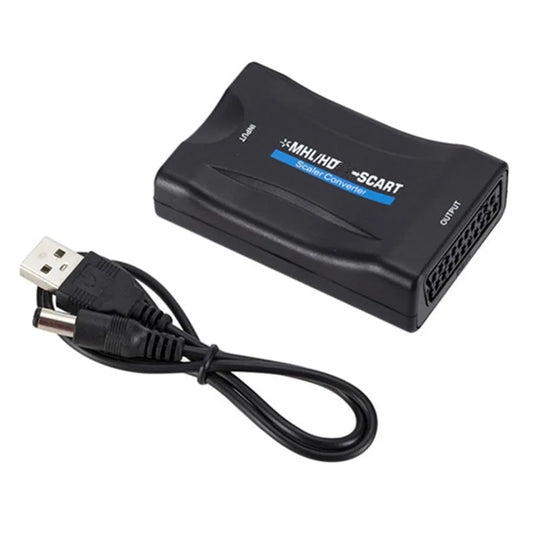 1080P HDMI-compatible to SCART Video Audio Upscale Converter AV Signal Adapter HD Receiver Scart Adapter