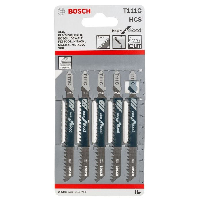 🪚 Bosch T111C HCS Basic Jigsaw Blades – 5-Pack (2608630033)