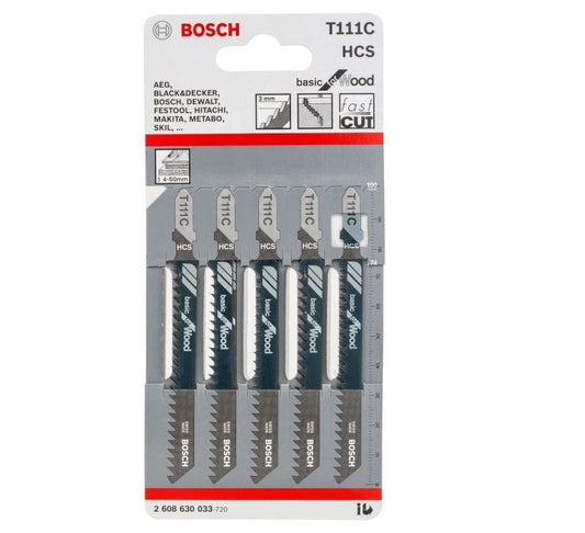🪚 Bosch T111C HCS Basic Jigsaw Blades – 5-Pack (2608630033)
