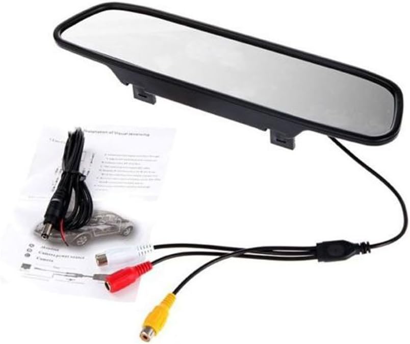 4.3″ TFT LCD Car Rear View Mirror Monitor Kit + Waterproof 170° Mini Backup Reverse Camera | High Definition 480×272 | Dual AV Inputs | PAL/NTSC Compatible | Parking Assist for Cars & Vehicles