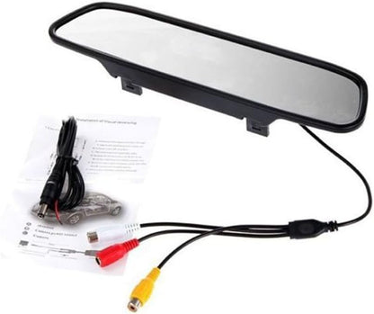 4.3″ TFT LCD Car Rear View Mirror Monitor Kit + Waterproof 170° Mini Backup Reverse Camera | High Definition 480×272 | Dual AV Inputs | PAL/NTSC Compatible | Parking Assist for Cars & Vehicles