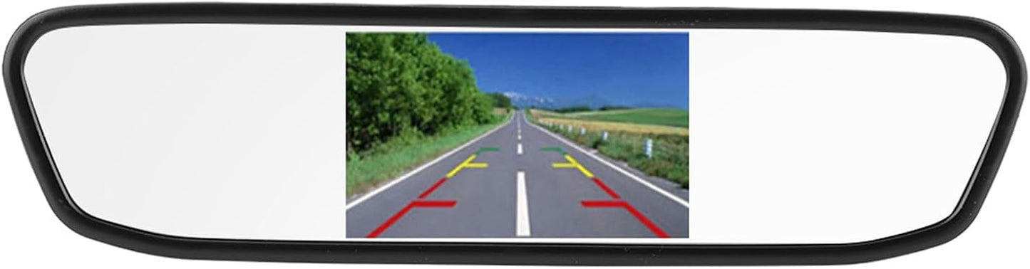 4.3″ TFT LCD Car Rear View Mirror Monitor Kit + Waterproof 170° Mini Backup Reverse Camera | High Definition 480×272 | Dual AV Inputs | PAL/NTSC Compatible | Parking Assist for Cars & Vehicles