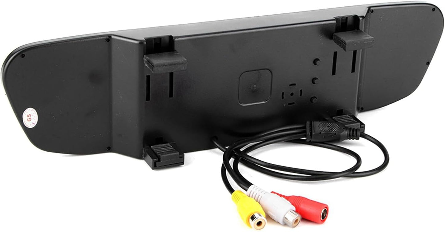 4.3″ TFT LCD Car Rear View Mirror Monitor Kit + Waterproof 170° Mini Backup Reverse Camera | High Definition 480×272 | Dual AV Inputs | PAL/NTSC Compatible | Parking Assist for Cars & Vehicles