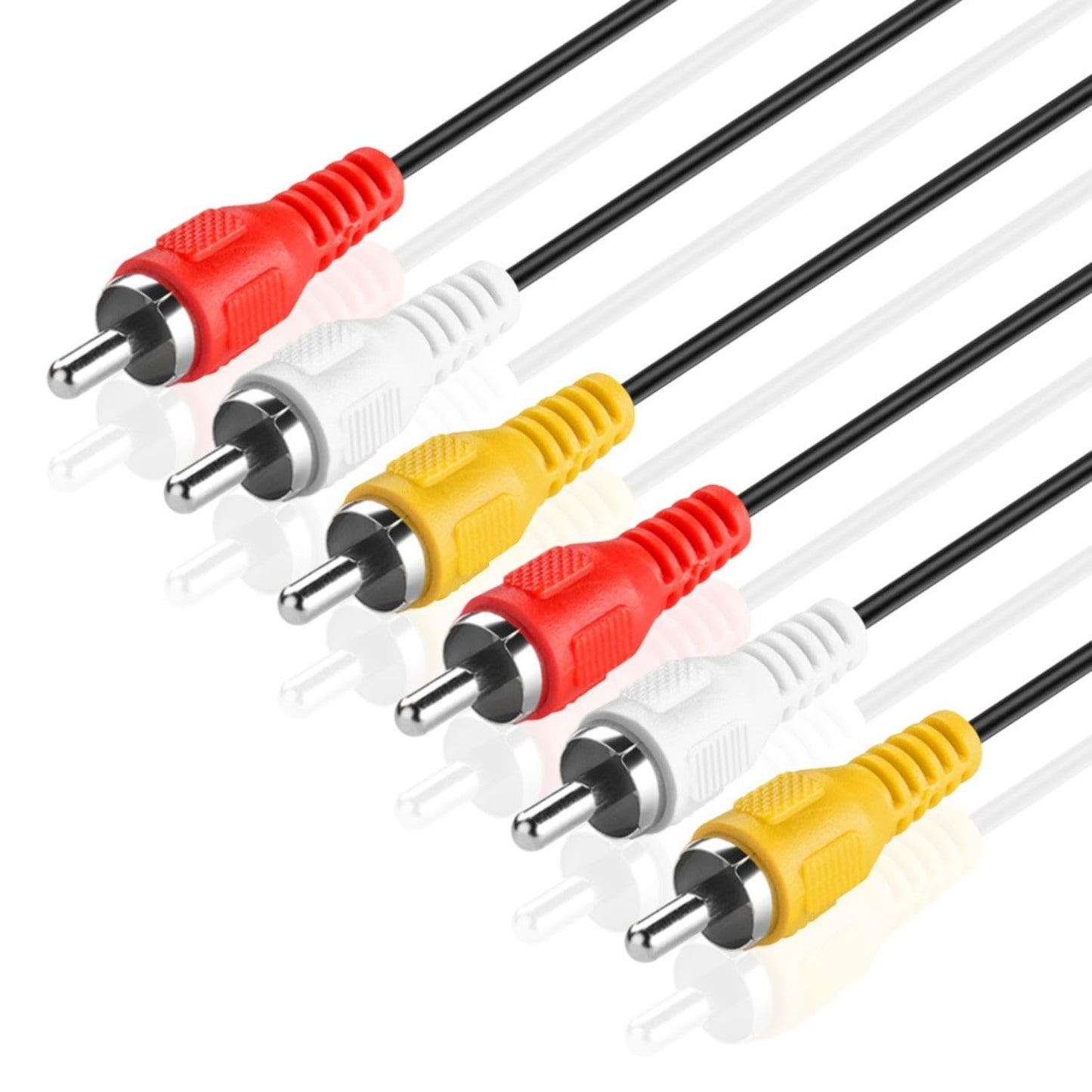 TNP 1.5m RCA AV Cable – 3 RCA Male to Male Composite Audio Video Cable for TV, DVD & Home Theater