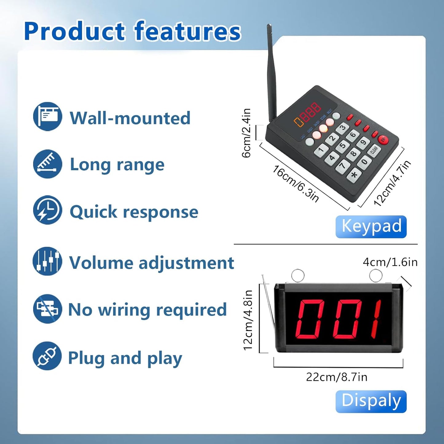 📢 Wireless Token / Number Calling Display System Calling System  Take-A-Number / Waiting Number Pager / Customer Call Service For Restaurant, Hospital, Bank, Clinic, Pharmacy, Government Office, Service Centers
