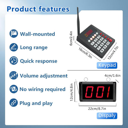 📢 Wireless Token / Number Calling Display System Calling System  Take-A-Number / Waiting Number Pager / Customer Call Service For Restaurant, Hospital, Bank, Clinic, Pharmacy, Government Office, Service Centers