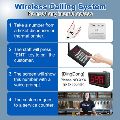 📢 Wireless Token / Number Calling Display System Calling System  Take-A-Number / Waiting Number Pager / Customer Call Service For Restaurant, Hospital, Bank, Clinic, Pharmacy, Government Office, Service Centers
