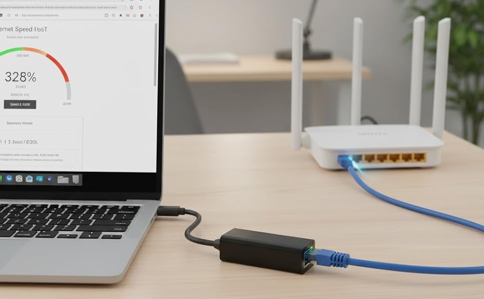 USB-C to Gigabit Ethernet Adapter – Type-C to RJ45 LAN Network Converter | 10/100/1000 Mbps | Plug & Play for MacBook, Laptop & PC